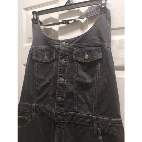 Universal Thread NWT Juniors Size 17 Black Slit Front Halter Neck Denim Dress - Picture 4 of 8
